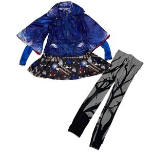 Disney Descendants Mal Girls Size Small 4-6 Costume Jacket Skirt‎ Leggings